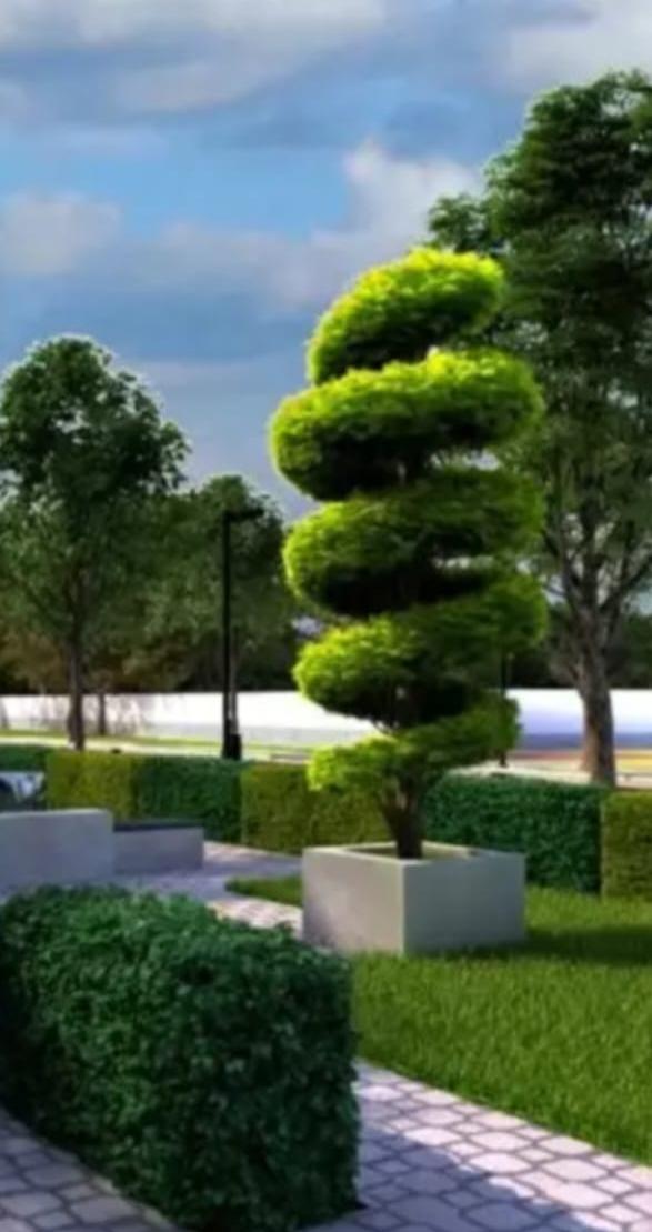 Sculpted topiary garden